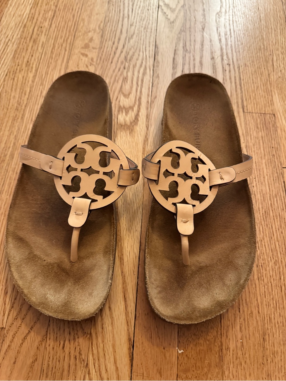 Tory Burch Cream Leather Logo Cloud Miller Sandals
